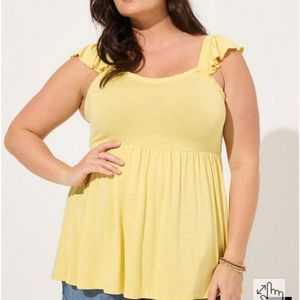 Torrid - BNWT Butter Yellow Baby doll Supersoft Slub Shoulder Tank 0